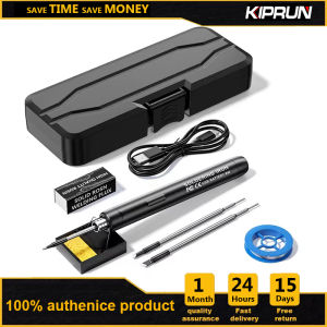 KIPRUN Electric Soldering Iron 800mAh Digital Electric Soldering Iron Kit 300-400℃ Temperature Adjustable Wireless Smart Welding Solder Tool USB Rechargeable
