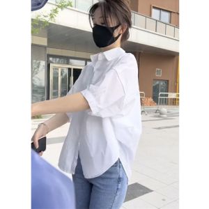 Spring Autumn Fashionable Womens High-End White Shirt Slimming Two-Piece Set with Denim Jeans Stylish Ensemble for 25-35 Years Old