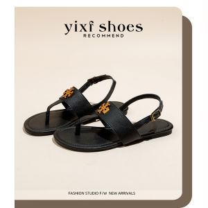 Leather Roman Style Sandals Women Casual Flat Bottom Outdoor Wear Toe Post Studded Slippers Comfortable Large Size Footwear