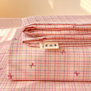 susan | Pink Grid Bow Design New Style Bed Set