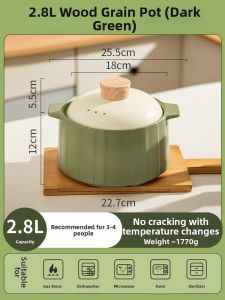 MODERN SWEETHOME | Durable Heat Resistant Gas Stove Safe Ceramic Soup Pot