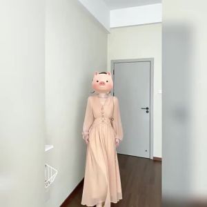 CHANGTONG | French Style Graceful V-Neck Fitted Long Dress