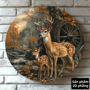 CIFbuy | 8x8 Rustic Deer Round Tin Sign Metal Wall Art Cho Home Bar Trang Trí Văn Phòng Quà Tặng Ngày Lễ