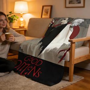 Throw High-Density Short Plush Blanket For Sofa Nap Air-Conditioned Room Soft Skin-Friendly Good Omens