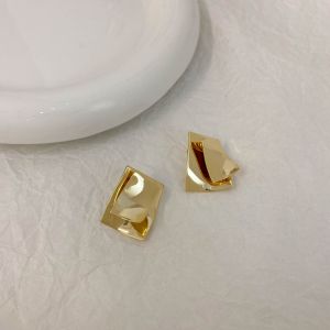 Silver Needle Twisted Metal Sheet Earrings Womens High-End Minimalist Personality INS Ear Studs And Jewelry Fresh out