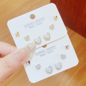 Rose Gold Heart Shaped Ear Cuff Set S925 Silver Fashionable Ladies Multi-Hole Ear Jewelry Original Design Butterfly Insect Pattern