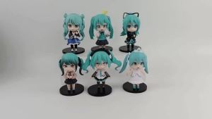Bandai | Anime Hatsune Miku Q Version Standing Figure Blind Box Set Cat Ear Miku Cute Handmade PVC Model Ornament