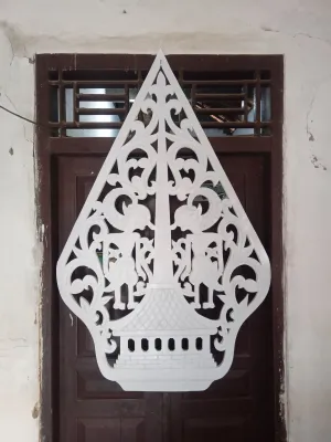 Gunungan wayang kelir besar 155cm X 100cm bahan spon karet ukir untuk dekorasi pengantin ruangan dll