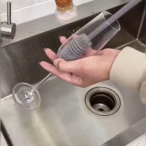 Multi Functional Silicone Long Handle Brush Wineglass Kitchen Cleaning Tool Bottle Brush Water Cup Cleaning Brushes