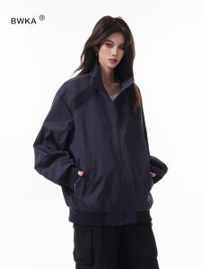 BWKA | Dark Blue Deconstructed Stand Collar Jacket
