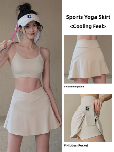 Womens Sporty Mini Skirt Summer 2025 New Anti-Light Fitness Tennis Badminton Half-length Yoga Clothing Skirt Pants