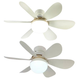 【New Arrival】 Modern Indoor Ceiling Fan 16.54 Inch with Light Dimmable 3 Color LED Small Fan for Living Room
