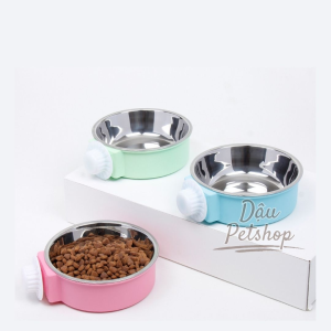 Bát Ăn Treo Chuồng Với Lõi Inox Tháo Rời Tiện Dụng Cho Chó Mèo