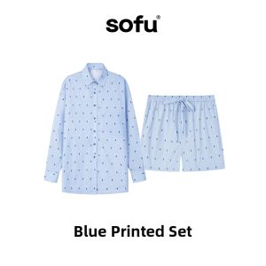 Summer Light Couples Wearable Shorts Sleeve Pajama Set