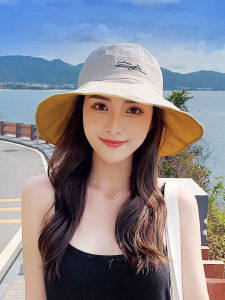 Double-Sided Fisherman Sun Hat Womens Daisy Face Covering Korean Style Large Brim Sun Hat Outdoor Beach Travel Sun Hat