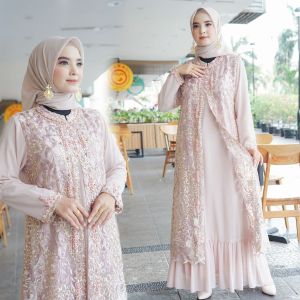 GAMIS BROKAT MIX CERUTY FREE HIJAB COCOK UNTUK PESTA KONDANGAN MEWAH-GAMIS PAYET MUTIARA TERBARU MOTIF COMBINASI ABSTRAK