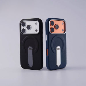 Luxury Leather Magnetic Phone Case with Phone Stand For iPhone 17 16 15 14 13 Pro Max Cases Compatible with MagSafe Shockproof Hard Cover For iPhone 17 Pro Max Non-slip Protection Casing