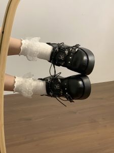 Phong Cách Hàn Quốc Phong Cách Lolita Giày Đế Bệt Đầu Tròn Gót Dày Nữ Dễ Thương Punk Đế Bệt Y2K /Năm 2000 Giày Đế Sâu Chunky Subculture