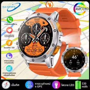 GPS สมาร์ทนาฬิกาผู้หญิงผู้ชาย 1.43 นิ้วจอแสดงผล AMOLED สนับสนุนเข็มทิศกาลิเลโอ NAVIC 5ATM กันน้ำไฟ LED สมาร์ทวอทช์ผู้หญิงผู้ชาย