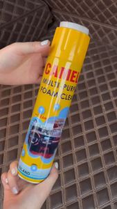 Chai Xịt tẩy rửa vệ sinh nội thất Ô tô ghế da vô lăng taplo Camel dạng bọt tuyết Nắp có sẵn bàn chải bình 650ml