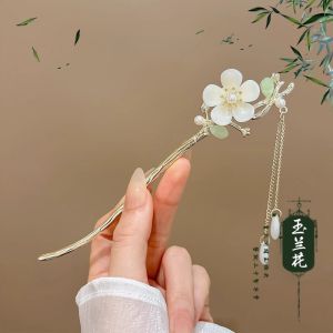 Alloy Elegant Flowers Tassel Hair Stick for Women Ancient Chinese Style Fashion Girls Classical Hairpin Hair Accessories