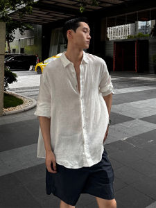 เสื้อเชิ้ตผู้ชายผ้าลินินทิวลินบางแขนยาว เสื้อคลุมกันแดดแบบลำลอง เสื้อเชิ้ตผ้าฝ้ายลินินคุณภาพสูงสำหรับฤดูร้อน