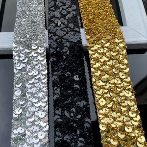 3.5cm Wide Golden Sequin Lace DIY Stage Performance Costume Clothes Shoes and Hat Decoration Jewelry Accessories Accessories