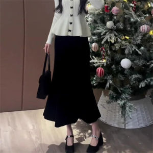 Elegant Black Fish Tail Skirt High Waist Midi Dress Womens Spring Fashion Sensation Bodycon Skirts Polycarbonate Fabric