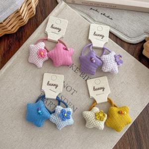 Cute Knitted Flower Cotton Star Hair Ties for Children Girls Hair Bands Hair Ropes Adjustable Size for Easy Hair Styling