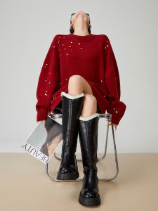 Red Colorful Style Spring Christmas Sweater