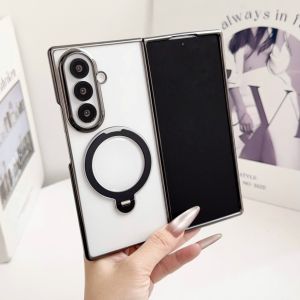 szhaiyu | For Samsung Galaxy Z Fold 8 Ultra Z Fold 8 7 6 5 4 360° Fold Stand Plating Case For Magsafe With Ring Holder Shockproof Cover