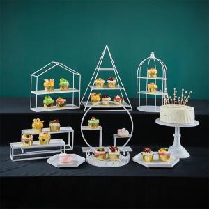 Birthday Decorative Dessert Display Rack White Cake and Pastry Tray