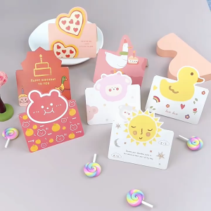 Set 5 Thiệp Quà Tặng Mini Hoạt Hình Dùng Để Ghi Lời Chúc Ghi Chú Dễ Thương