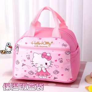กระเป๋าใส่ข้าวมื้อเที่ยงแบบถือ Hellokitty ความจุขนาดใหญ่ กันน้ำ สำหรับเด็กนักเรียนประถมศึกษา กระเป๋าสูญญากาศ ป้องกันความร้อน ผ้าไนลอน