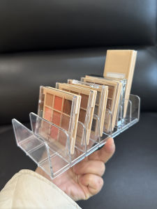 โปร่งแสง เดสก์ท็อปแต่งหน้าอายแชโดว์พาเลทต์ตัวแยกขาตั้งจอแสดงผลกล่องเก็บเครื่องสำอางบอร์ดพาร์ทิชันหรูหราสไตล์สี่เหลี่ยมพลาสติกออแกไนเซอร์
