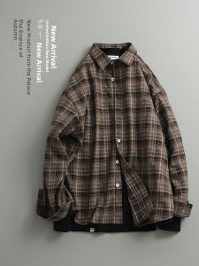 GONGNU | Spring Japanese Vintage Casual Plaid Loose Shirt