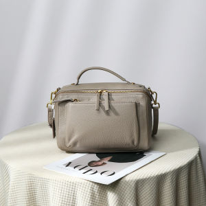 High-End Versatile Water-Dye Genuine Leather Crossbody Bag Womens Top Layer Cowhide Handbag Small Square Bag 2024 New Model