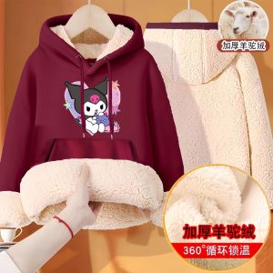 Áo Nỉ Lót Lông Cừu Có Mũ Trùm Đầu Dày Dặn Giữ Ấm Cho Bé Gái Mùa Thu Đông Áo Khoác Cotton Phong Cách Hàn Quốc Dài Vừa Phải