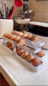 ROZEL 15 Pcs Rak Penyimpanan Telur Tingkat / Minimalis Rak Penyimpanan Telur Otomatis Isi / Egg Storage Serbaguna