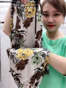 Quần Dài Nữ Dáng Rộng Thoải Mái Mùa Hè 2024 Cao Cấp Ice Silk Nine Point Casual Print Quần Dài Phong Cách Harajuku Hàn Quốc