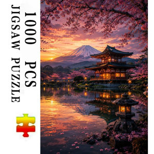 Sunset Fuji Cherry House Jigsaw Puzzle 500/1000/1200/2000PCS Serene Scene Focus Activity Leisure Time Gift