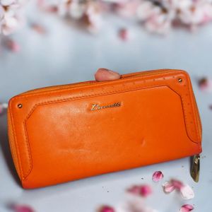 Preloved Lancetti Long Orange Zippered WalletGenuine Leather Wallet