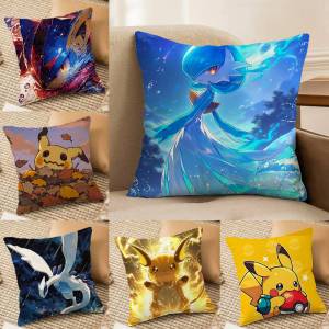 Bandai | Pokemon HD Artwork Collection Plush Pillow Cover Soft Short Plush Cushion Cover For Sofa Bedroom Home Decor Gift