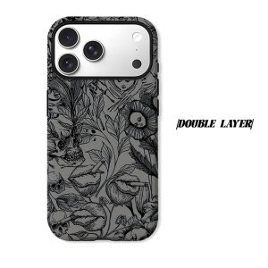Dark Gothic Sketch Art Phone Case for iPhone 18 17 16 15 14 13 12 11 Air Pro Max Plus Double-layer Cover