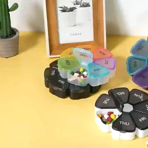 New 7 Days Round Portable Medicine Pill Box Mini Small Travel Vitamin Cases Container Organizer Storage Tablet Fish Oils Tools