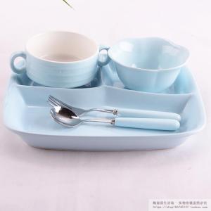 Nordic Style Ceramic Plate Creative Divided Dinner Plate Fast Food Partitioned Rice Plate Dining Utensils Porcelain Meal Combination