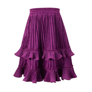 Little Naive Girls Velvet Pleated Skirt with Petal Edge Vintage Winter Half Skirt Childrens Fashion Polyester Fiber