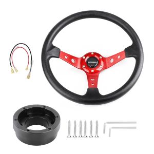 For G29 G920 G923 For Racing Game 350mm 14inch PU Leather Car Racing Steering Wheel With Adapter Plate 70mm PCD