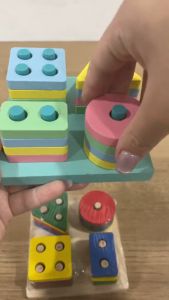 Payoe Puzzle Geometri Mainan Kayu Edukasi Anak Shape Sorting Toys Mainan Balok Susun Wooden Toys