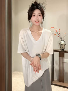 BINKAFENNY | Áo Thun Tay Ngắn Cổ V Elegance cho Nữ